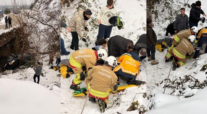 HATAY’DA ARAÇ DEREYE DÜŞTÜ: YARALILAR KURTARILDI 