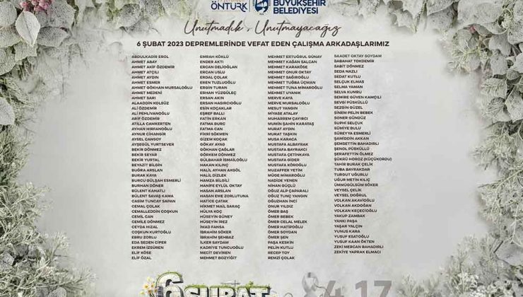 BAŞKAN ÖNTÜRK, DEPREM ŞEHİDİ HBB PERSONELLERİNİ ANDI